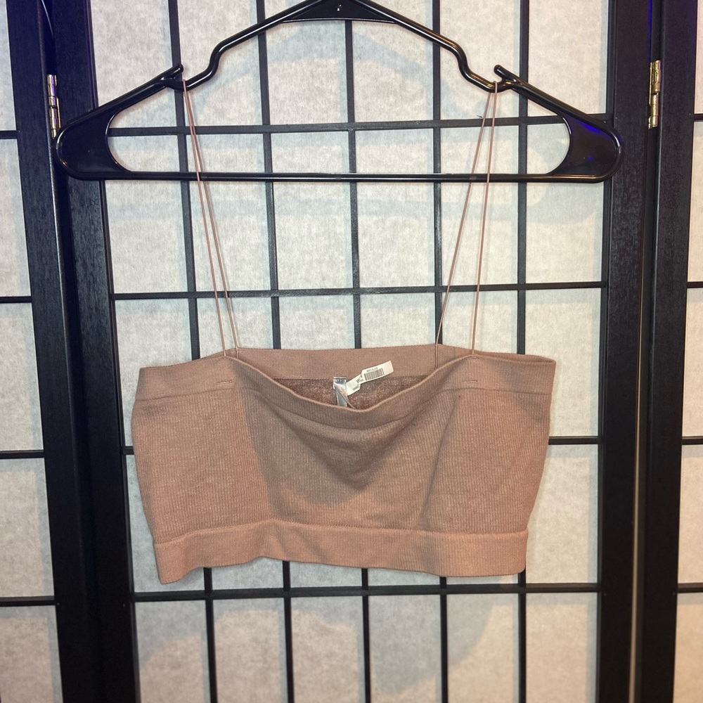 Beige crop top with thin straps